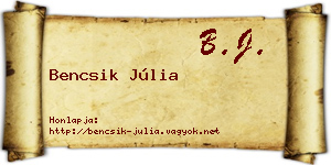 Bencsik Júlia névjegykártya